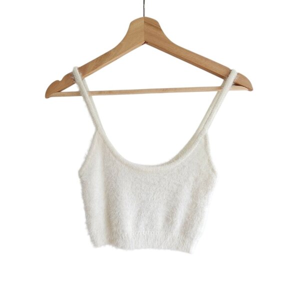 New with Tags Garage Womens Off White Fuzzy Knit Tank Top, Size Small - Picture 2 of 10